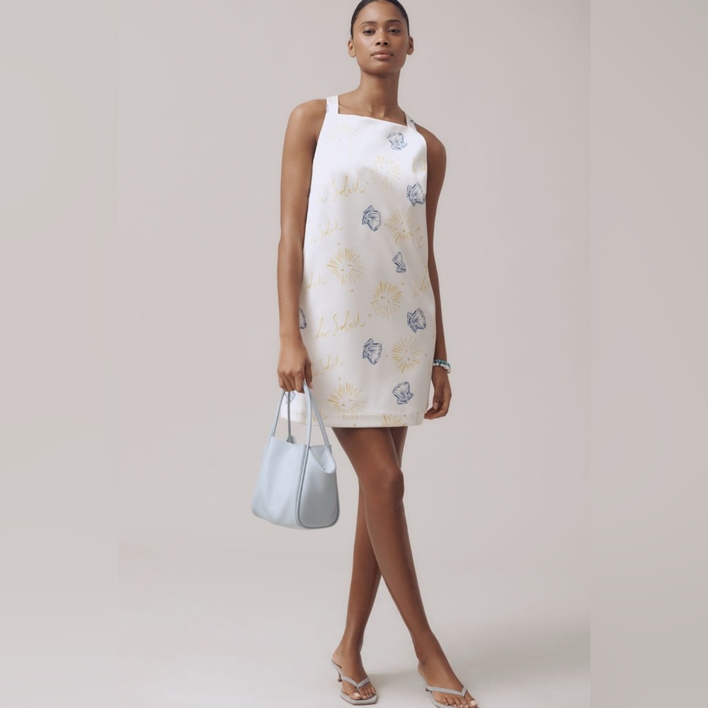 Nephthys Ilustrated abstrack sun shells beach halter dress